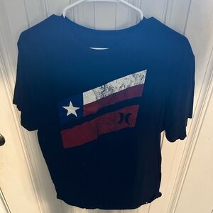 Black Hurley T-Shirt with Texas Flag Graphic